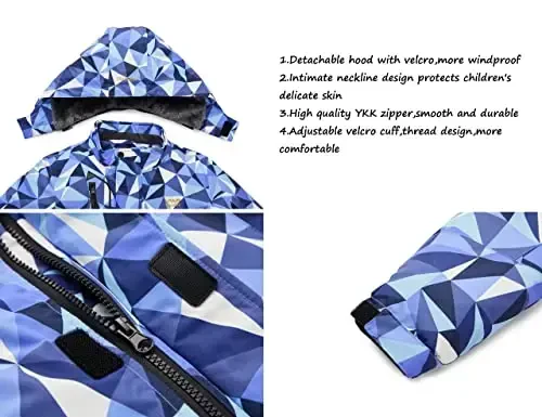 WULFUL Boy's Waterproof Ski Jacket Warm Fleece Hooded Winter Snow Coat - 4
