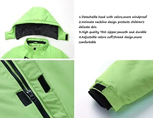 WULFUL Boy's Waterproof Ski Jacket Warm Fleece Hooded Winter Snow Coat - 5