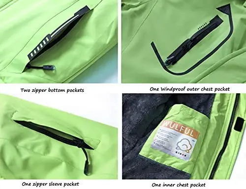 WULFUL Boy's Waterproof Ski Jacket Warm Fleece Hooded Winter Snow Coat - 6