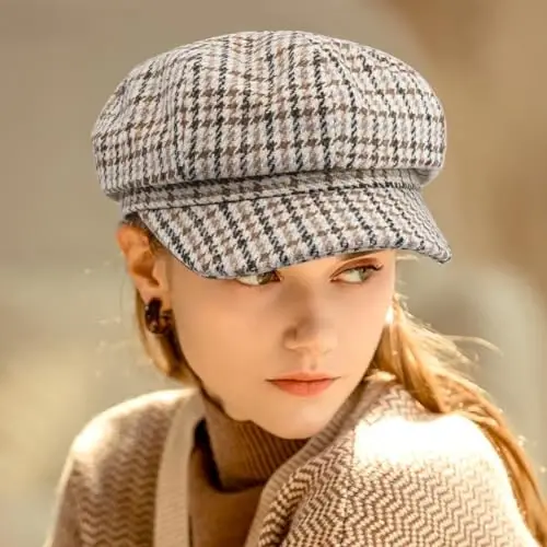 WULIQIUQIU French Beret Hats for Women Winter Newsboy Cap Spring Outdoor Sun Hat - 7