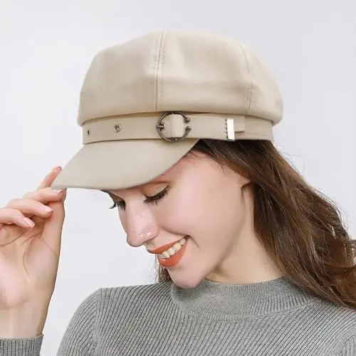 WULIQIUQIU French Beret Hats for Women Winter Newsboy Cap Spring Outdoor Sun Hat - 2