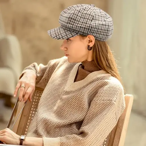 WULIQIUQIU French Beret Hats for Women Winter Newsboy Cap Spring Outdoor Sun Hat - 1