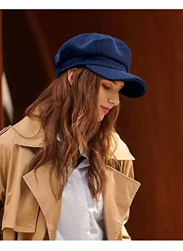 WULIQIUQIU Newsboy Caps for Women Classic Beret Hats Autumn Winter Cap | Adjustable, Breathable & Warm Retro 8-Panel Newsboy Hat, Lightweight Windproof for Daily Travel - 2