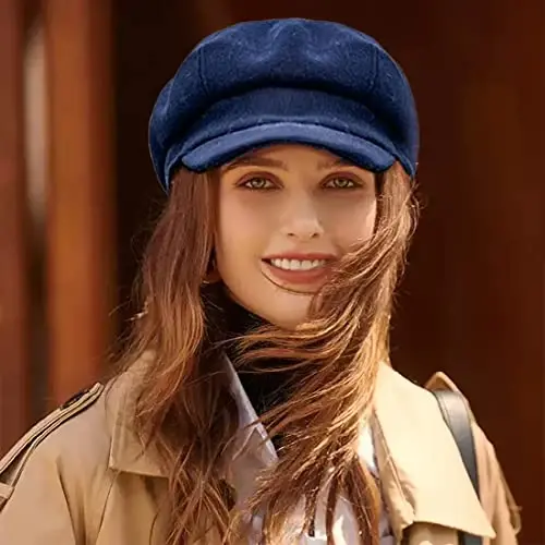 WULIQIUQIU Newsboy Caps for Women Classic Beret Hats Autumn Winter Cap | Adjustable, Breathable & Warm Retro 8-Panel Newsboy Hat, Lightweight Windproof for Daily Travel - 3