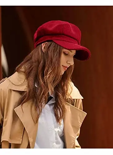 WULIQIUQIU Newsboy Caps for Women Classic Beret Hats Autumn Winter Cap | Adjustable, Breathable & Warm Retro 8-Panel Newsboy Hat, Lightweight Windproof for Daily Travel - WULIQIUQIU (1)