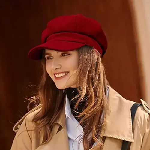 WULIQIUQIU Newsboy Caps for Women Classic Beret Hats Autumn Winter Cap | Adjustable, Breathable & Warm Retro 8-Panel Newsboy Hat, Lightweight Windproof for Daily Travel - 3