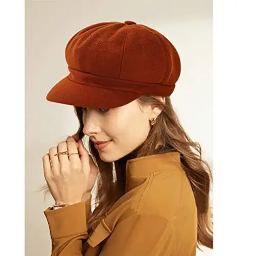 WULIQIUQIU Newsboy Caps for Women Classic Beret Hats Autumn Winter Cap | Adjustable, Breathable & Warm Retro 8-Panel Newsboy Hat, Lightweight Windproof for Daily Travel - 2