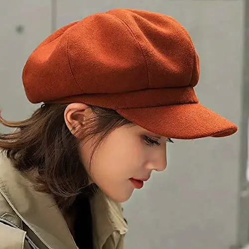 WULIQIUQIU Newsboy Caps for Women Classic Beret Hats Autumn Winter Cap | Adjustable, Breathable & Warm Retro 8-Panel Newsboy Hat, Lightweight Windproof for Daily Travel - 6
