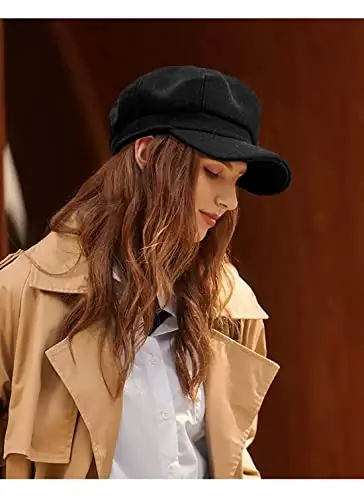 WULIQIUQIU Newsboy Caps for Women Classic Beret Hats Autumn Winter Cap | Adjustable, Breathable & Warm Retro 8-Panel Newsboy Hat, Lightweight Windproof for Daily Travel - 3