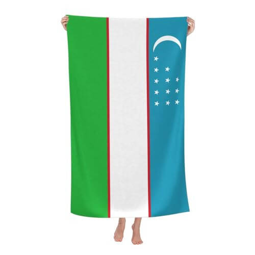 WURTON Flag of The Republic of Uzbekistan Print Personalized Beach Towel Pool Towels for Summer Vacation, Beach Essentials Gifts - 1