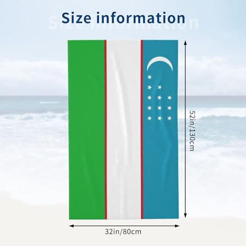 WURTON Flag of The Republic of Uzbekistan Print Personalized Beach Towel Pool Towels for Summer Vacation, Beach Essentials Gifts - 4