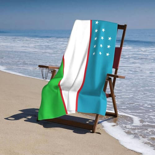 WURTON Flag of The Republic of Uzbekistan Print Personalized Beach Towel Pool Towels for Summer Vacation, Beach Essentials Gifts - 7