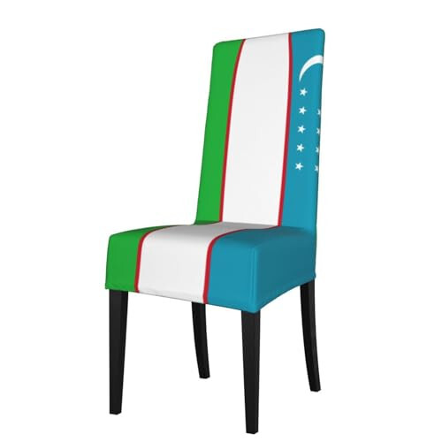 WURTON Flag of The Republic of Uzbekistan Print Protection Cover for Dining Chairs Stretchy,Washable Chair Decor Adaptable to Normal - 1