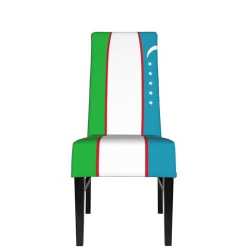 WURTON Flag of The Republic of Uzbekistan Print Protection Cover for Dining Chairs Stretchy,Washable Chair Decor Adaptable to Normal - 2