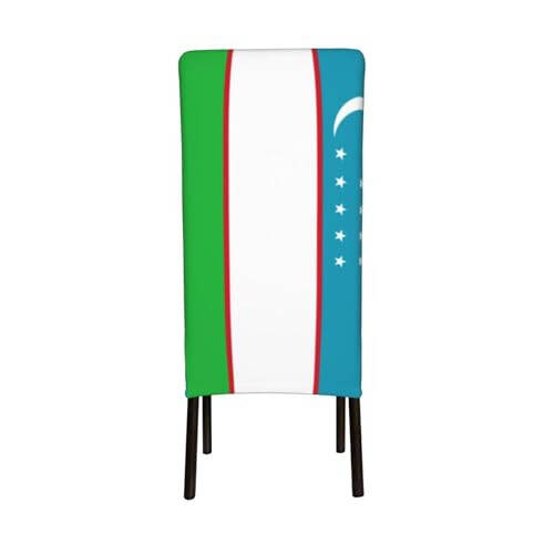 WURTON Flag of The Republic of Uzbekistan Print Protection Cover for Dining Chairs Stretchy,Washable Chair Decor Adaptable to Normal - 3