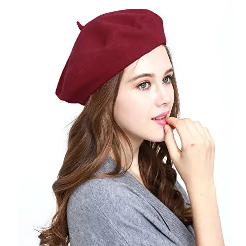 WW004 Winter 100% Wool Warm French Art Basque Beret Tam Beanie Hat Cap - 1