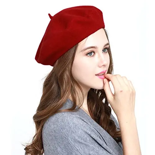 WW004 Winter 100% Wool Warm French Art Basque Beret Tam Beanie Hat Cap - 1