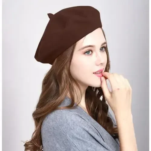 WW004 Qish 100% Jun Issiq Frantsuz San'ati Bask Beret To'liq Beanie Shlyapa Shapka - 4