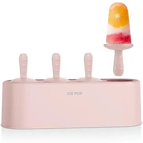 WYOK Popsicle Molds 4-Cavity Silicone Ice Pop Mold (Pink, IcyClassic Pops) | Easy-Release Ice Cream Maker, Mini Popsicle, 4 Sticks, Homemade Yogurt Pop, Food-grade Silicone, BPA-free, Easy-Clean - 1