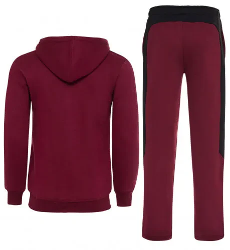 X-2 Erkaklar sport kostyumlari 2 qismli to'plam To'liq fermuarli sport kostyumi Erkaklar kapüşonli sport kostyumi Atletik sport to'plami Qora-Maroon XXXL- - 3