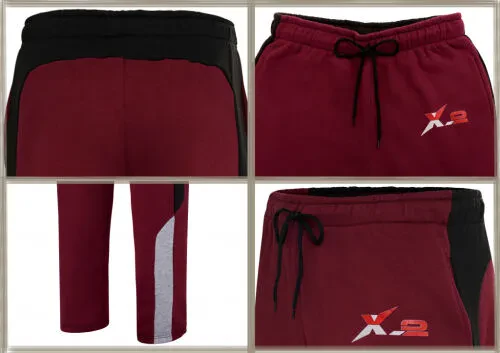 X-2 Erkaklar sport kostyumlari 2 qismli to'plam To'liq fermuarli sport kostyumi Erkaklar kapüşonli sport kostyumi Atletik sport to'plami Qora-Maroon XXXL- - 5