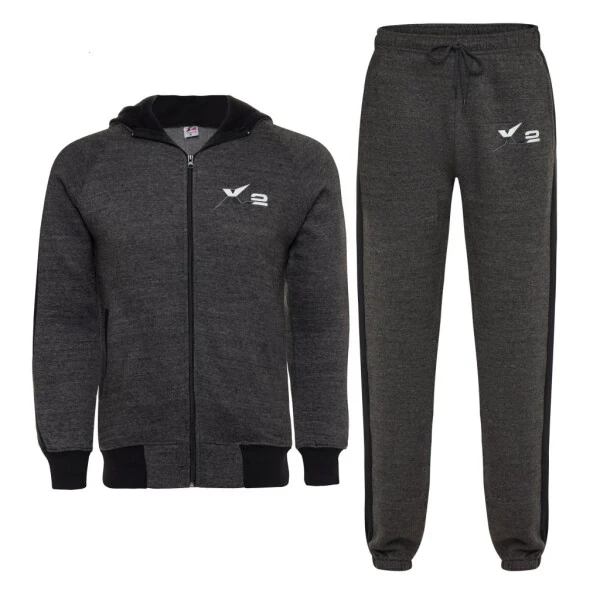 X-2 Men Track Suits 2 Pieces Set Full Zip Sweatsuit Men Hooded Tracksuit Athletic Sports Set Charcoal Large - Modazone (1)