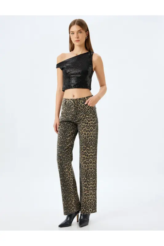 X Inji - Pullu Payetli Kayık Yaka Crop Kolsuz Slim - 2