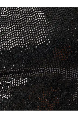 Pullu Payetli Kayık Yaka Crop Kolsuz Slim Fit Bluz - 6