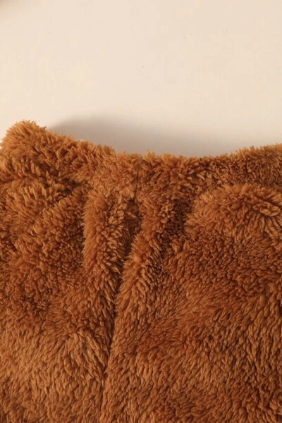 X Ipak Atlas Cho'ntaksiz Plush Kapüşonli Ikki qismli Kostyum - 14