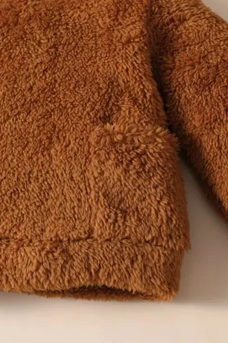 X Ipak Atlas Cho'ntaksiz Plush Kapüşonli Ikki qismli Kostyum - 5
