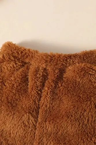 X Ipak Atlas Cho'ntaksiz Plush Kapüşonli Ikki qismli Kostyum - 6