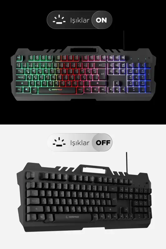 Kb-R57 X-jammer Gökkuşağı Aydınlatmalı Usb Tam Türkçe Gaming Oyuncu Klavyesi - siyah - 2