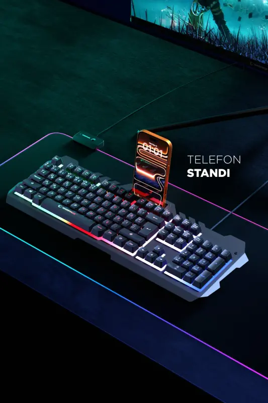 Kb-R57 X-jammer Gökkuşağı Aydınlatmalı Usb Tam Türkçe Gaming Oyuncu Klavyesi - siyah - 3