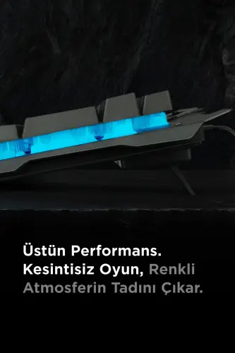 Kb-R57 X-jammer Gökkuşağı Aydınlatmalı Usb Tam Türkçe Gaming Oyuncu Klavyesi - siyah - 7