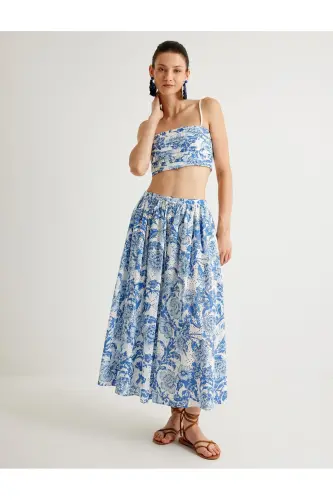 X Melis Ağazat - Floral Eyelet Crop Bustier Thin Strap Slim Fit - 1