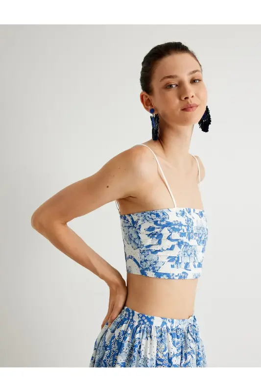 X Melis Ağazat - Gulli Fisto Crop Bustye Ingichka Kamarli Slim Fit - 2