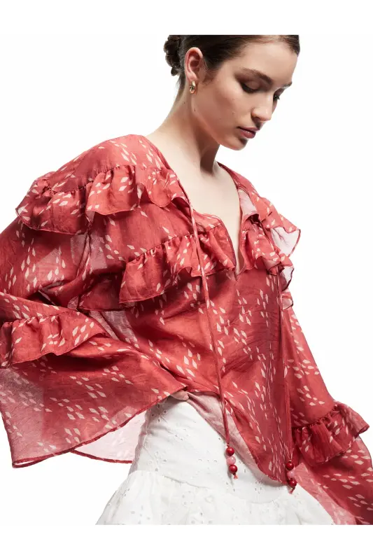 X Melis Ağazat - Long Sleeve Tie Collar Detail P - 1