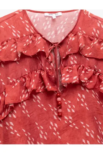 X Melis Ağazat - Long Sleeve Tie Collar Detail P - 5