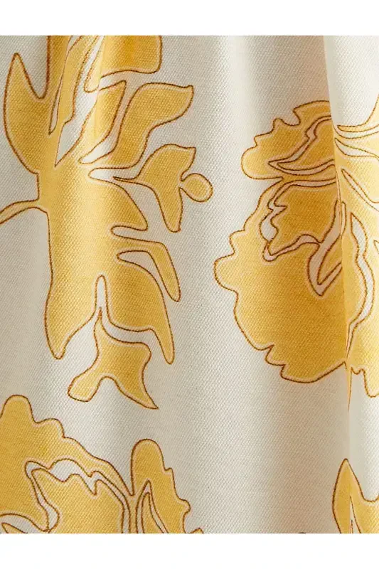 X Melis Ağazat - Миди Платье в Цветочек на Бретелях Клеш Вискоза с Деталью Окна - 6