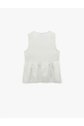 X Melis Ağazat - Seashell Accessory Detailed V-Neck Sleeveless Peplum Blouse - 4