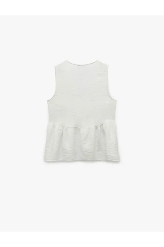X Melis Ağazat - Seashell Accessory Detailed V-Neck Sleeveless Peplum Blouse - 4