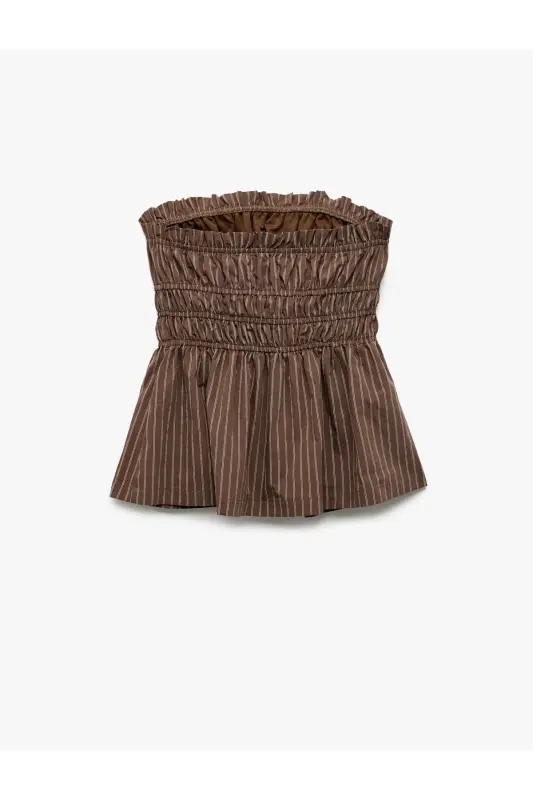 X Melis Ağazat - Sleeveless Striped Ruched Strapless B - 6