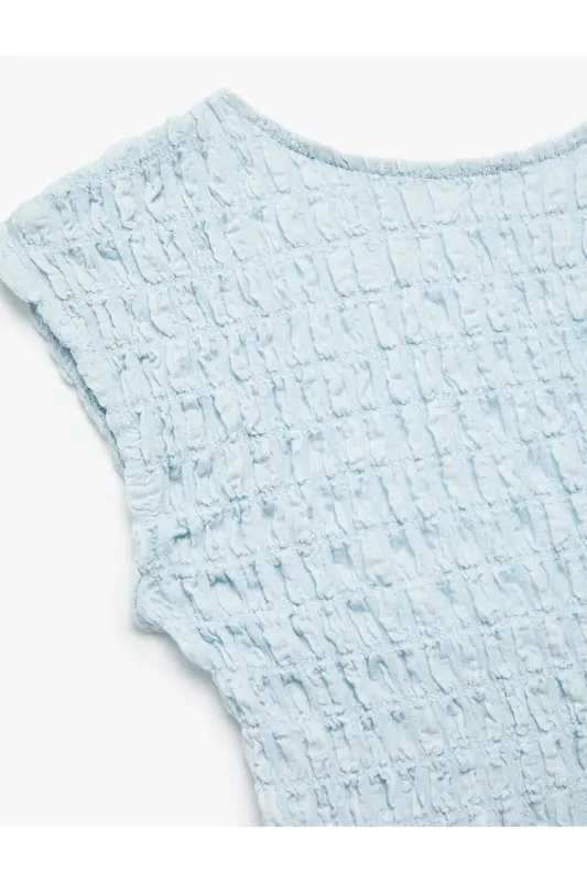 X Melis Ağazat - Slim Fit Kolsuz Dokulu Sırt Dekolteli Bisiklet Yaka Crop Tişört - 6