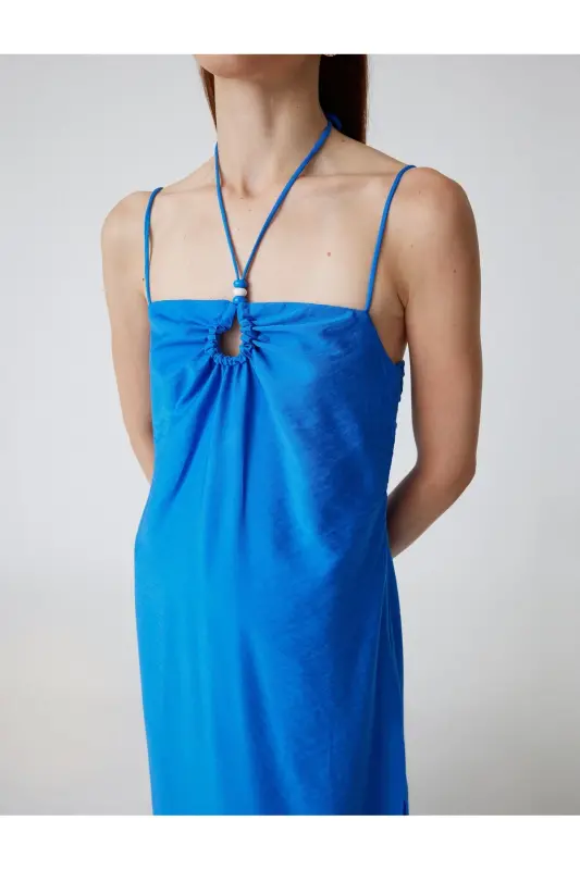 X Şahika Ercümen - Strappy Viscose Long Dress with Ring Detail and Slit - 5