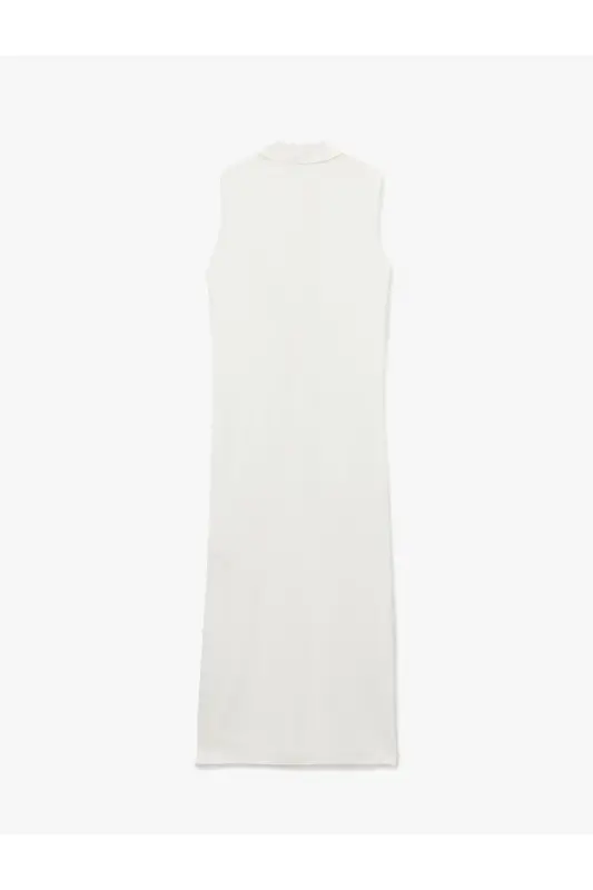 X Sima Tarkan - Drape Detayli Kolsuz Uzun Ko'ylak Elbise 5SAK80320PW - 4