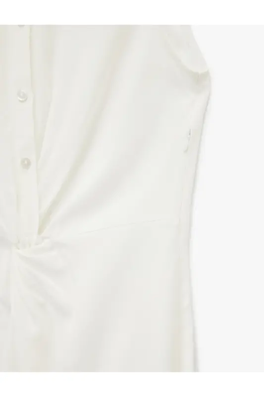 X Sima Tarkan - Drape Detayli Kolsuz Uzun Ko'ylak Elbise 5SAK80320PW - 6