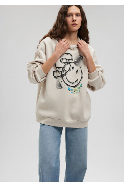 X Smiley Originals Baskılı Bej Sweatshirt 1s10124-70136 - Bej-70136 - 23
