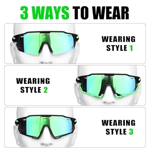 X-TIGER Polarized Cycling Glasses with 5 Interchangeable Lenses,MTB Biking Baseball Running Sports Sunglasses for Men Women - 2