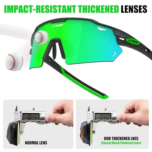 X-TIGER Polarized Cycling Glasses with 5 Interchangeable Lenses,MTB Biking Baseball Running Sports Sunglasses for Men Women - 4