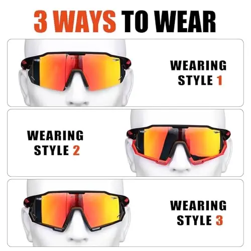 X-TIGER Polarized Cycling Glasses with 5 Interchangeable Lenses,MTB Biking Baseball Running Sports Sunglasses for Men Women - 2